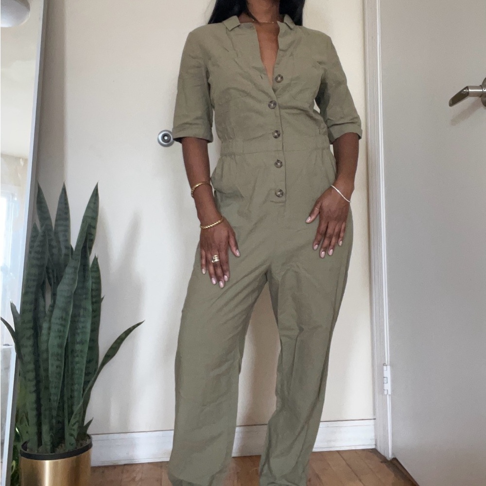 H&M Green Utility Jumpsuit with Relaxed Fit